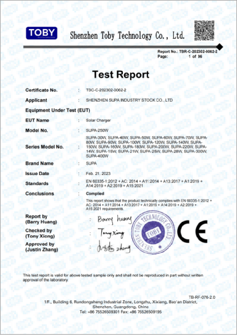 Solar Charger Test Report